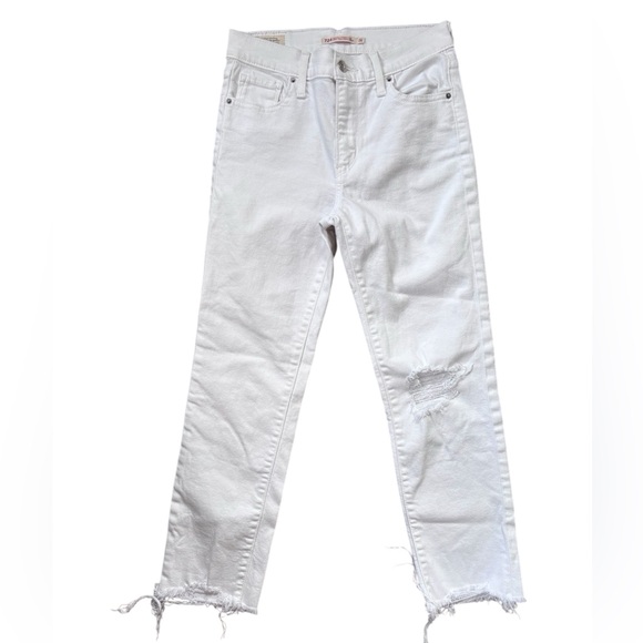 LEVIS White High Rise Straight Crop 26 - Picture 1 of 7